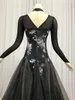 Scene Wear Ballroom Competition Dance Dresses Adult High Quality Black Waltz kjol Lady's Long Sleeve Standard Dancing Dress