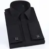 Camisas casuais masculinas manga longa de manga longa Tuxedo Camisa clássica de fit