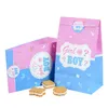 Emballage Cadeau 12pcs Garçon Ou Gril Bonbons Sac En Papier Avec Autocollant Premier Anniversaire Genre Révéler Partie Paquet Fournitures Décoration De Douche De Bébé