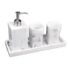 Bath Accessory Set Nordic Marble Pattern Bathroom 4pcs/set Resin El Wash Lotion Bottle Cup Tray Supplies Accessories