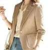 Женские костюмы, осенне-зимний пиджак средней длины, женский пиджак 2023, свободный модный стеганый пиджак, винтажный чистый цвет, шерстяное пальто с одной пряжкой, женское