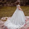 Vestidos de menina flor vestido tule renda impressão grade princesa anjo primeira comunhão festa de casamento fantasia crianças presente