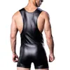 Tuta da uomo slim fitness in ecopelle body shaper pagliaccetto per uomo canotta boxer intimo dimagrante tuta senza maniche333D