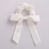 Acessórios de cabelo Cor Sólida Arco Linho Menina Meninas Elásticas Fita Longa Rabo de Cavalo Lenço Gravata Mulheres Scrunchies