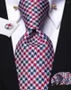 Papillon Hi-Tie Designer Novità Cravatta da sposa in seta blu rossa per uomo Cravatta con gemelli Handky con spilla per colletto Party Business Dropship