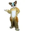 Costumes de mascotte de chien Husky Fox en fourrure longue marron, robe de soirée fantaisie d'halloween, personnage de dessin animé, carnaval, publicité de noël, Costume de fête d'anniversaire