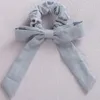 Hårtillbehör fast färg Bow Linen Girl Girl Girls Elastic Bands Long Ribbon Ponytail Scarf Tie Women Scrunchies