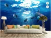 Wallpapers personalizado mural 3d po papel de parede azul lindo golfinho subaquático mundo fundo sala de estar decoração de casa na parede