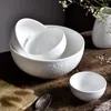 Bowls Nordic White Embossed Ceramic Rice Soup Tableware Porcelain Kitchen Container Fruit Salad Bowl Dinnerware