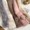 Foulards INS hiver chaud fausse fourrure écharpe perle peluche col croisé épaissir châle femmes élégant doux confortable