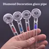 Nouveau diamant conception verre brûleur à mazout tuyau couleur tuyaux en verre de haute qualité Transparent grand tube main fumer tuyau 12 cm longueur 30mm balle livraison gratuite