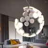 Lâmpadas pendentes Lâmpada de designer italiana Lua branca Suspensão de cor preta Bedroom Sala de jantar Candelador de ilha de cozinha