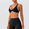 Yoga-outfit Sport-bh's met gekruiste rug Dames naakt vest Running Fitness-bh Sneldrogende dunne bandjes Effen tanktop met borstkussens