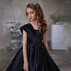 Girl Dresses Red/Black Satin Flower Dress For Wedding Sleeveless Solid Color Fluffy Princess Birthday Party First Communion Ball Gowns