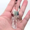 Colares Pingente Cura Natural Raw Rock Crystal Quartz Reiki Fio Envolto 7 Chakra Árvore da Vida Pedra Colar Ajustável Corda