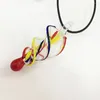 Pendentif Colliers 1set Vente Bijoux Perles Lampwork Verre Murano Perle Collier Noir Pour Femmes Sterling Swirl Jaune Article De Mode