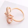 Anneaux de cluster coréen frais rose couleur pleine strass bowknot anneau cristal zircon ruban arc pour femmes bijoux doigt cercle cerceaux cadeau