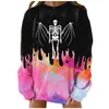 Dameshoodies Cool Dames Hals Halloween Dames Top Tie-Dye Sweatshirt Colorblock Los Rond Gedrukt Meisje Oversized