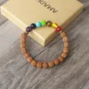 Bracelets porte-bonheur femmes hommes faits à la main bricolage 8MM perles en bois 7 Chakra Bracelet Yoga guérison Reiki Mala bouddha sept bijoux