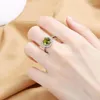 Clusterringen zeshoekig uitgehold olijfgroen dames open ring bling hoge kwaliteit huwelijksverjaardag cadeau-sieraden