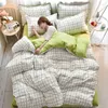 Bedding Sets GEOMETRIC Simple Lattice Sheet Prophase Capa Super King Home Textil Set Green Dekbedovertrek Full Twin