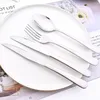 Dinnerware Sets Mirror Gold 6Pcs Knife Steak Set Stainless Steel Cutlery Restaurant Silverware Western Drop