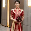 Ethnic Clothing Traditional Women Wedding Dress Toast Bride 2023 Tang Suit Modern Sequins Beading Tassels Cheongsam Red Qipao