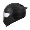 Motorcykelhjälmar Enkel lins Full Face Safety Helmet Casco Dot Approved Black Carbon Fiber Unisex Racing Motocross