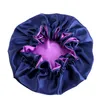 Solid Color Double-layer Satin Sleep Hat For Women Lady Elastic Soft Night Caps Round Bonnet Hair Care Fashion Accessories