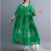 Robes décontractées une pièce Summer Femme Sundress Vinatge Batwing imprimé robe maxi lâche robe feme
