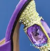 Scarpe eleganti Set africani Set da donna e borsa per la prima festa Design a farfalla con diamanti pieni in colore viola