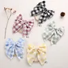 Hair Accessories 15Pcs/Lot Handmade Embroidery Fable Bows Baby Nylon Headbands Plaid Bow Clips For Infant Girls Toddlers Accessory