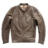 Herrläder faux vintage brun kohud jacka varumärkesdesigner äkta motorcykeljackor hösten vinterrock