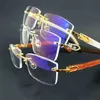 2023 Designer-Brille neue quadratische klare Männer Holz Luxus-Designer-Rahmen Vintage randlose transparente Brille Buffs Eyewear