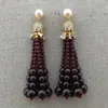 Dangle Earrings Beautiful Garnet Pink Freshwater Pear Zircon Pave