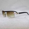 2023 Occhiali firmati New Vintage Strass Corno naturale Occhiali da sole da uomo senza montatura in legno Montatura in metallo Tonalità per occhiali da club estivi