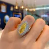 Cluster Rings S925 Silver Engagement Colorful Treasure High Carbon Diamond Horse Eye Main Stone 12 Card Size 9 18 Jewelry Wedding Ring