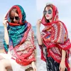 Lenços de verão algodão e linho estilo étnico viajar lenço de seda protetor solar grande xale de xale feminino à beira da praia feminino shawlscarves kiml22