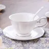 Cups Saucers European Ceramic Bone Cup Coffee Dish Saucer Spoon Set Luxury Mug Top-grade Porcelain Tea Cafe Party Drinkware