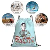 Backpack My Bike-Pee Wees Big Adventure Drawstring Bag Riding Climbing Gym Pee Wee Bike Cartoon