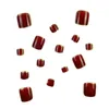 Falska naglar glansiga fyrkantiga falska tånaglar glitter kant vin röd konstgjord för dagliga och fester bär