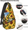 Backpack Sunflower Flor Sling Saco de peito Crossbody Viagem Caminhada Daypack For Mulheres Men com Bolsas de ombro de Bolsa de Strap