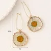 Orecchini penzolanti Natural White Daisy Earring BOHO Dichiarazione di gioielli di fiori secchi carini vintage pressati all'ingrosso