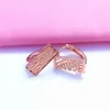 Ohrstecker Klassisch 585 Lila Vergoldet 14 Karat Rose Glänzend Quadratisch Für Damen Mode Schlichtes Design Charm Hochzeitsschmuck Geschenk