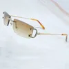 Luxury designer Rhinestones voor dames vrouwen man zonnebril draad ijs uit coole rapper tinten brillen