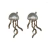 Stud Earrings South Korea Deep Sea Jellyfish Frosted Silver Needle Fashion Creative Design Trending Jewelry Women 2023