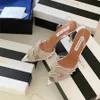 Dress Shoes Women's High Heels 2023 Spring Summer Designer Luxury Fashion Aquazzura PVC Crystal Diamond Sandals 6.5 10 Office Career Cocktail Formal Wedding Shoes