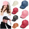 Boll Caps Women Men Hats Pu Leather Baseball Cap för visir Light Board Solid Hip Hop Outdoor Sun Hat Justerbara sport