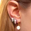 Boucles d'oreilles créoles plaquées or 18 carats pour femmes, piercing CZ Zircon, cercle multicolore, Huggie 2023, bijoux en gros, vente en gros