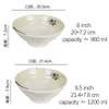 Bowls 7 8 9 Inch Japanese Household Ramen Bowl Miso Soup Noodle Restaurant Imitation Porcelain Plastic Fruit Salad Tableware